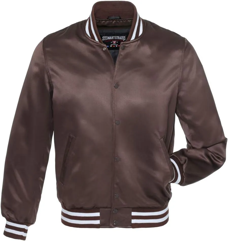Stewart & Strauss Original Satin Bomber Jacket Since 1977 (19 Team Colors) Satin XXS to 6XL,Original