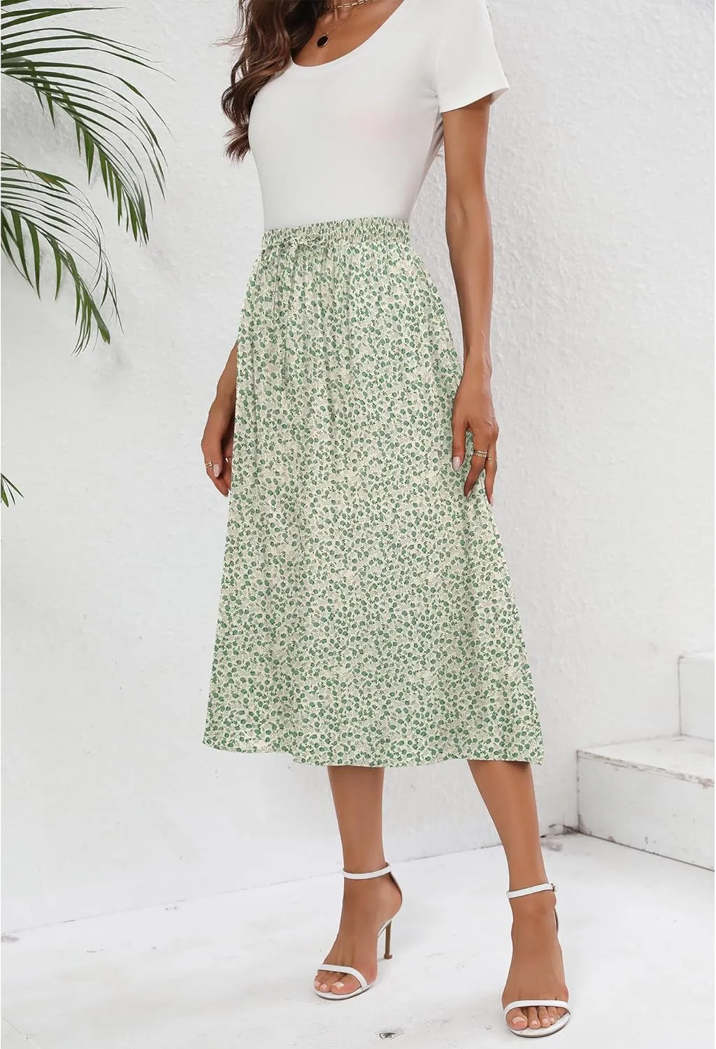 Summer Skirts with Pockets 2025 Boho Midi Length Skirt High Waisted Beach Cover Up for Women Trendy(S-2XL)