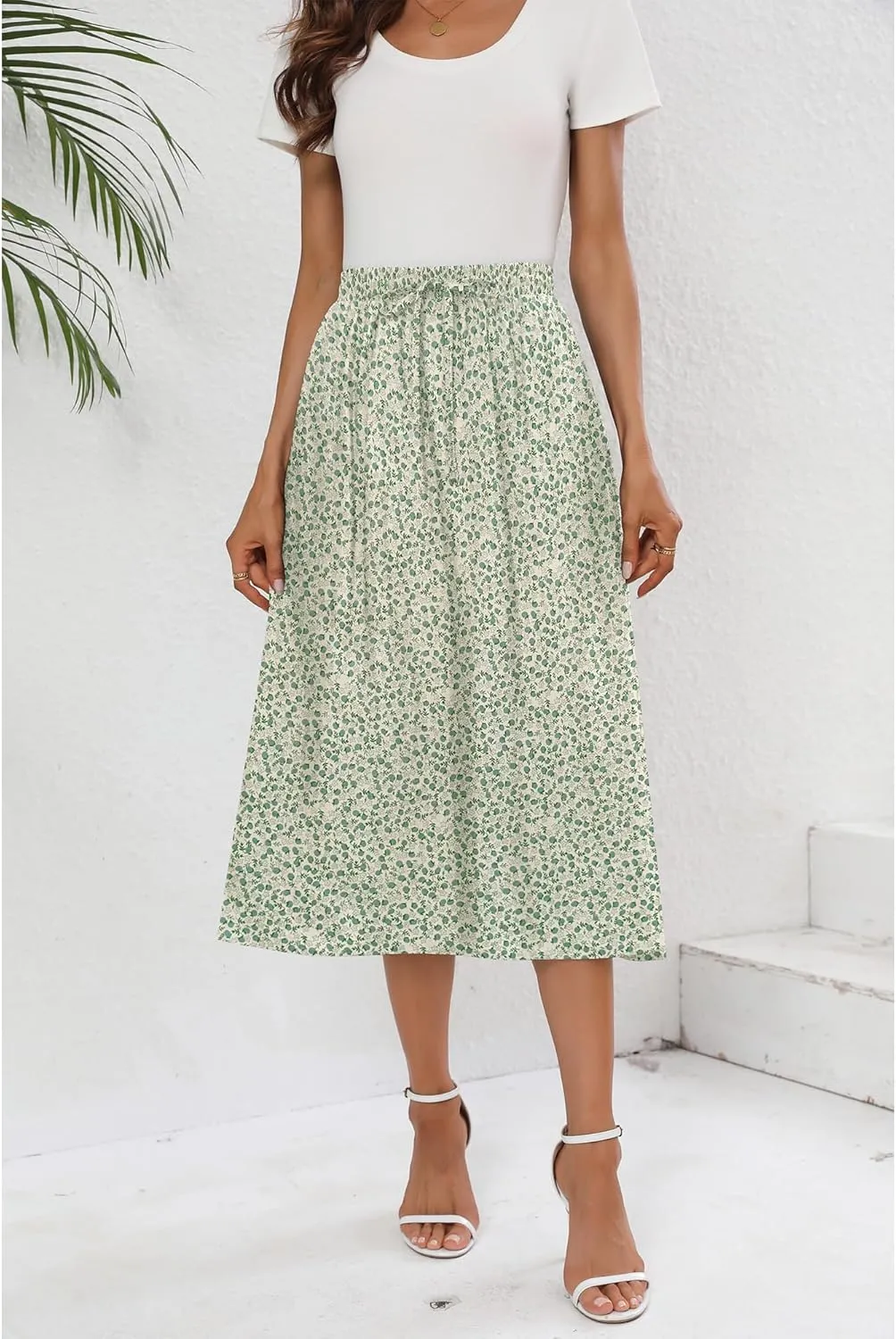 Summer Skirts with Pockets 2025 Boho Midi Length Skirt High Waisted Beach Cover Up for Women Trendy(S-2XL)