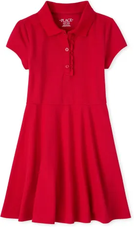 The Children's Place Girls' Short Sleeve Ruffle Polo Dress