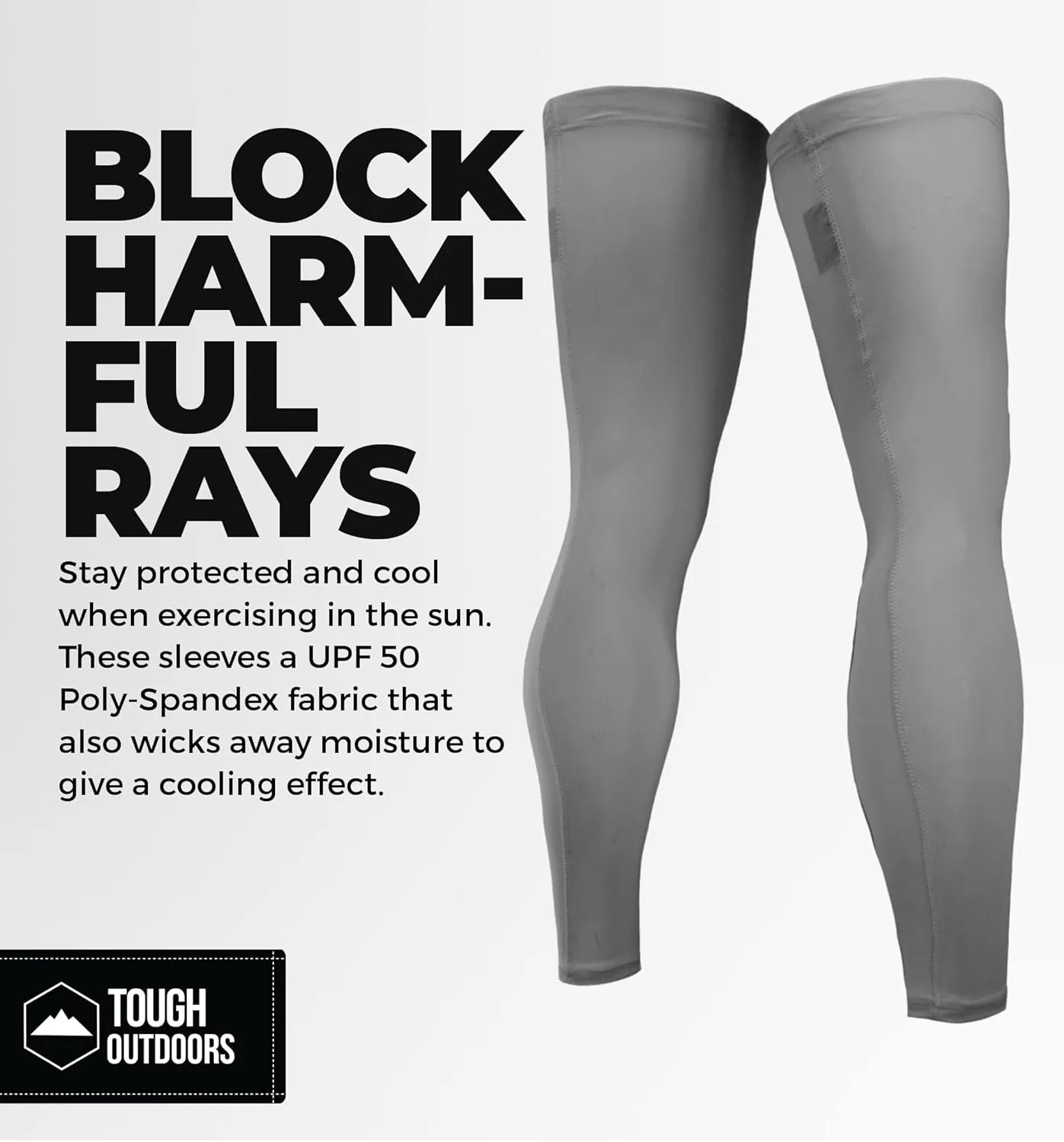 Tough Outdoors Compression Leg Sleeves - Full Leg Compression Sleeve for Men & Women, UV Leg Sleeves - Cycling Leg Warmers