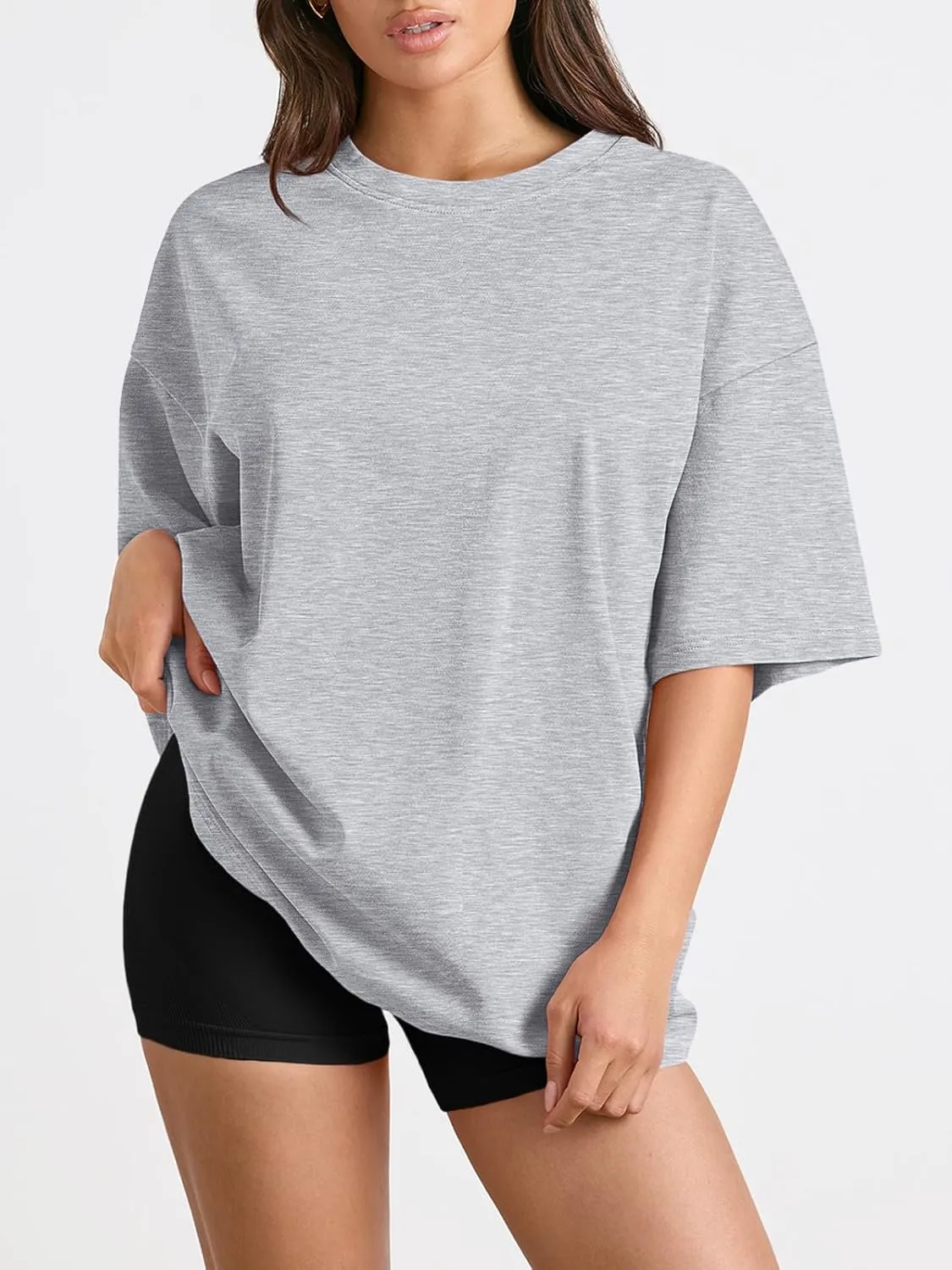 Trendy Queen Womens Oversized Summer T Shirts Fashion Workout Plus Size Tops Short Sleeve Beach Vacation Gym Clothes 2025