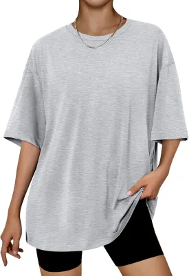 Trendy Queen Womens Oversized Summer T Shirts Fashion Workout Plus Size Tops Short Sleeve Beach Vacation Gym Clothes 2025