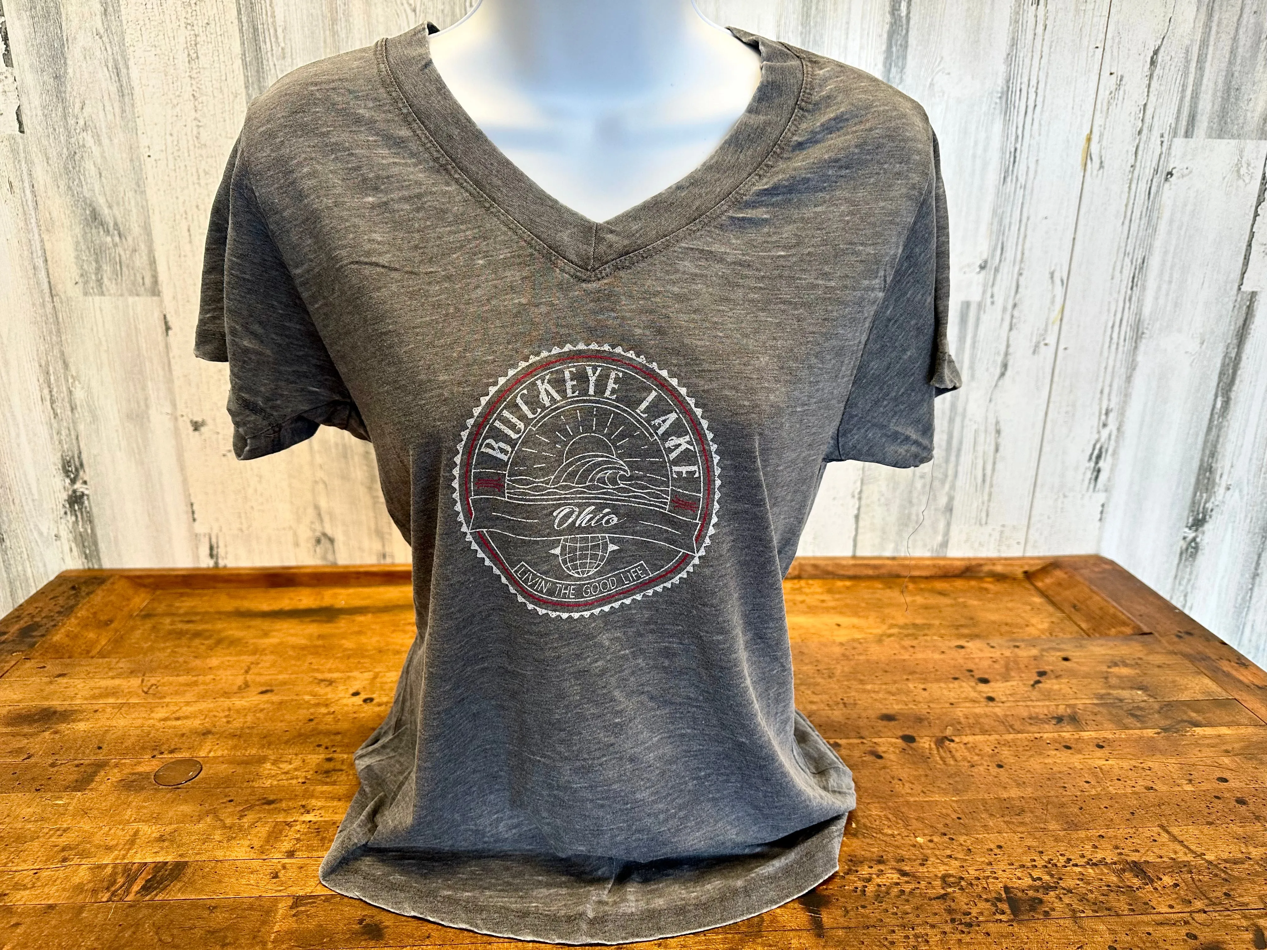 Women Vneck SS Burnout