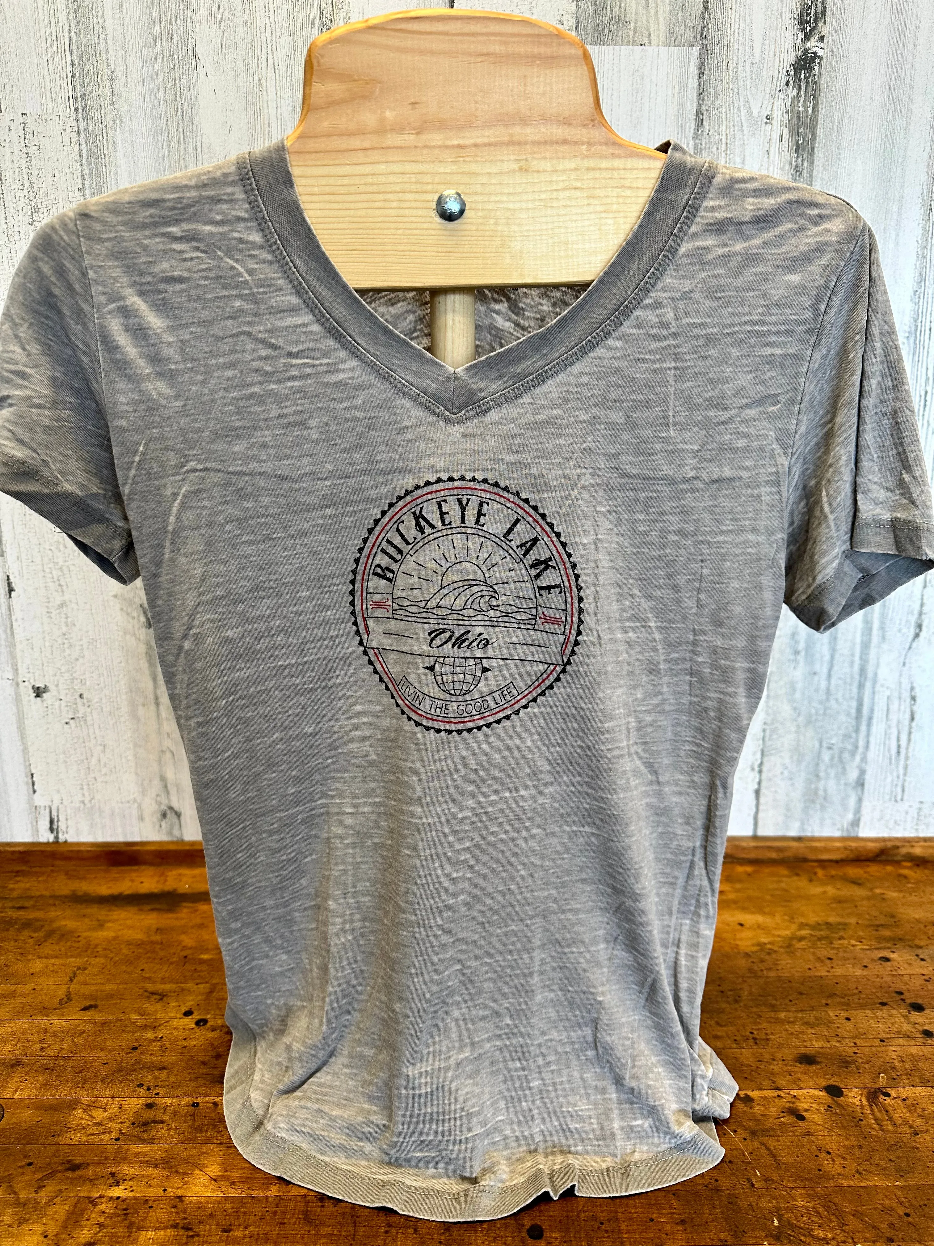 Women Vneck SS Burnout