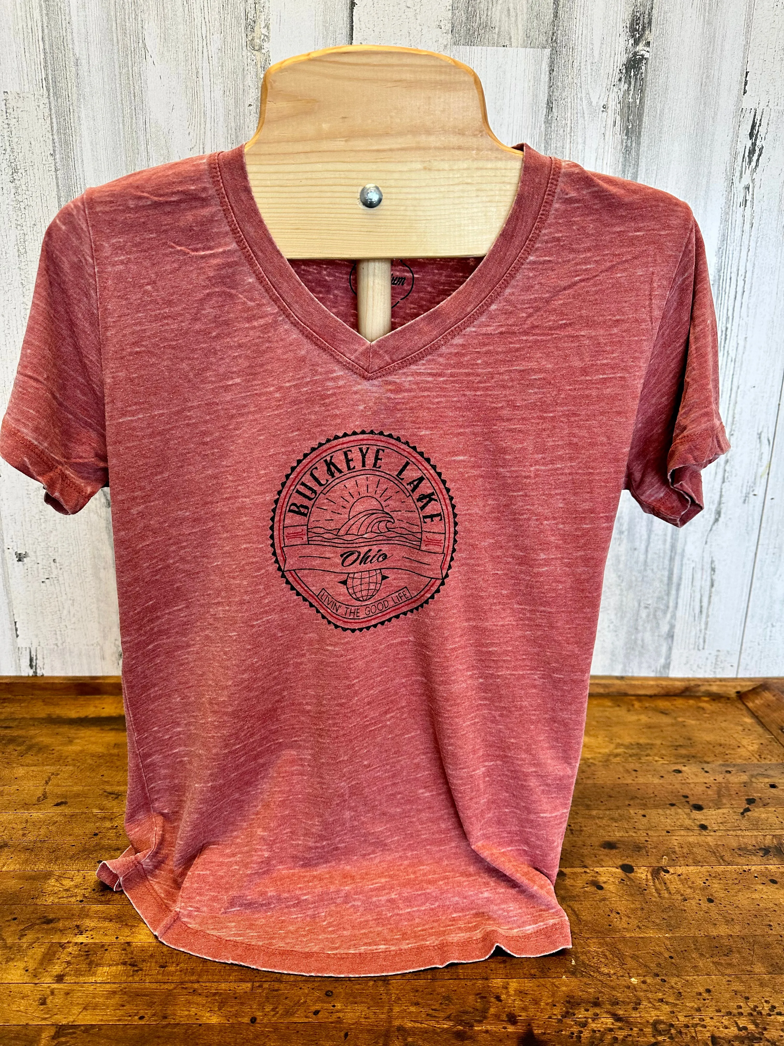 Women Vneck SS Burnout
