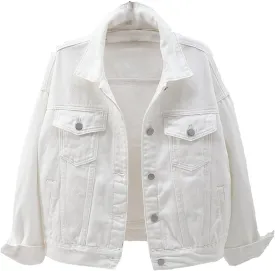 Women's Denim Cotton Button Closed Long Sleeve Solid Color Jacket With Pockets