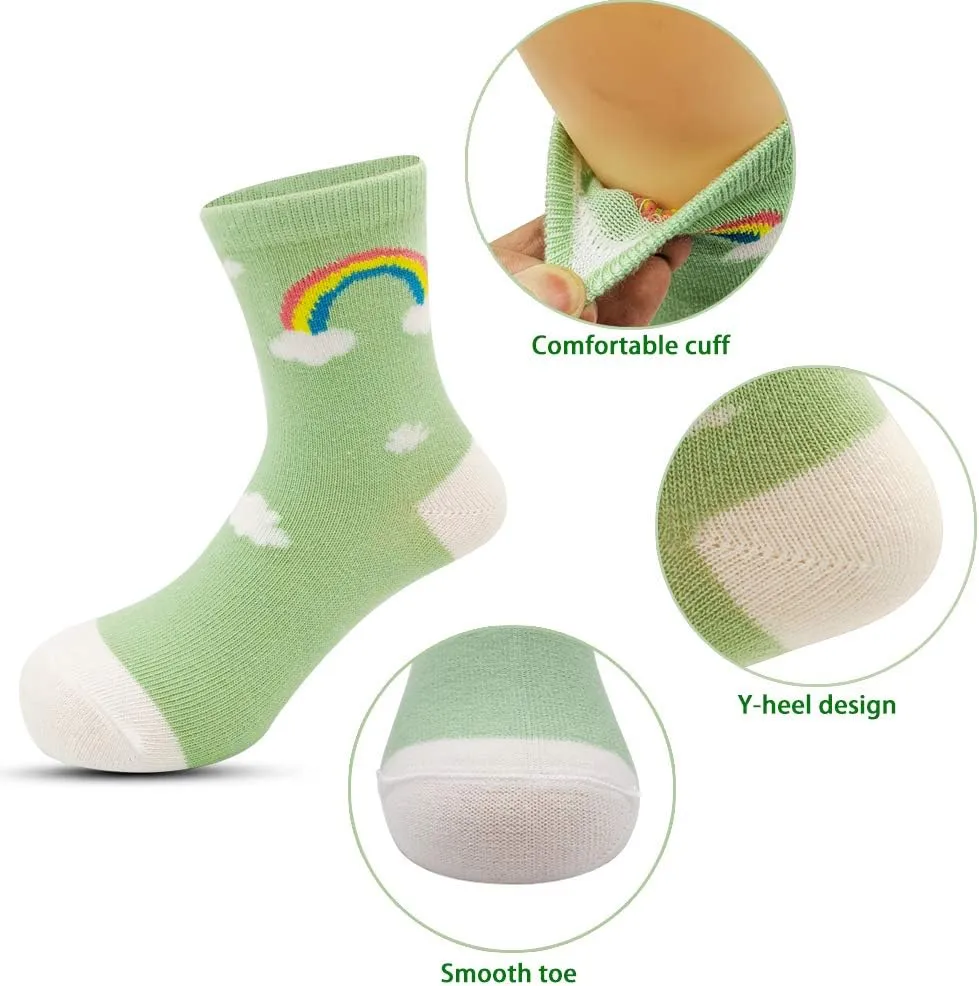 Zumou Toddler Kids Little Girls Cute Cotton Crew Socks 10 Pack